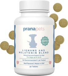 Prana Pets Lignans & Melatonin Blend Medicine for Cushing's Disease for Dogs, up to 25-lbs, 90 count