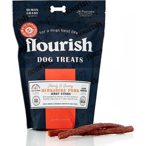 Flourish Human Grade Berkshire Pork Jerky Sticks Dog Treats, 1-lb bag