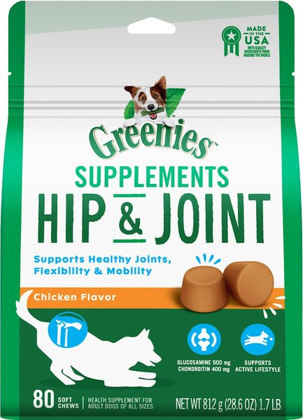 Greenies Chicken Flavored Soft Chew Joint Supplement for Dogs, 80 count, 29-oz bag slide 1 of 10
