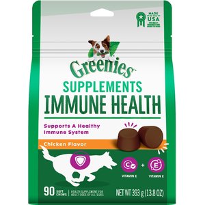 Greenies Chicken Flavored Soft Chew Immune Supplement for Dogs, 90 count, 13.9-oz bag