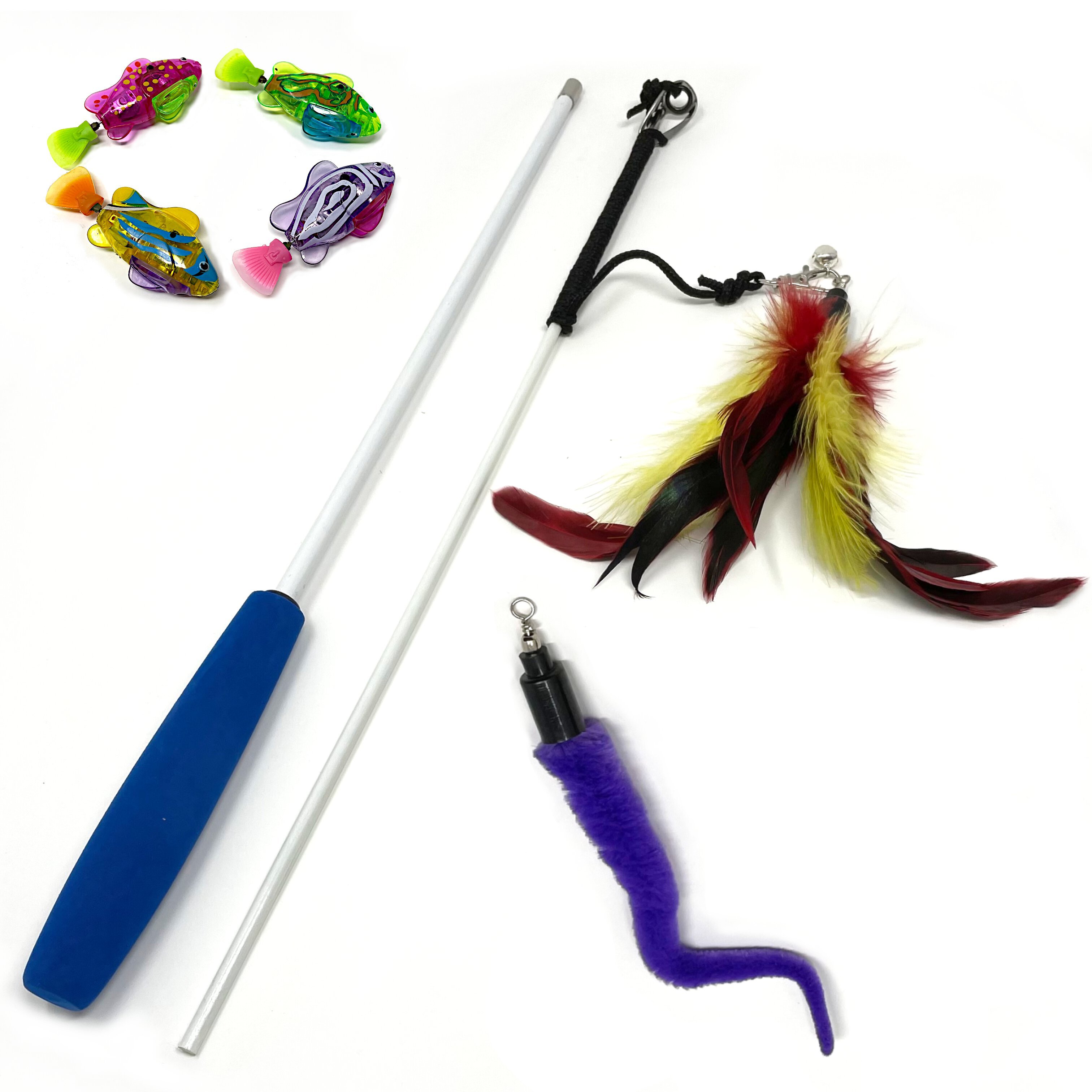 Pet Fit For Life 4-piece Bundle Interactive Swimming Fish + Feather 