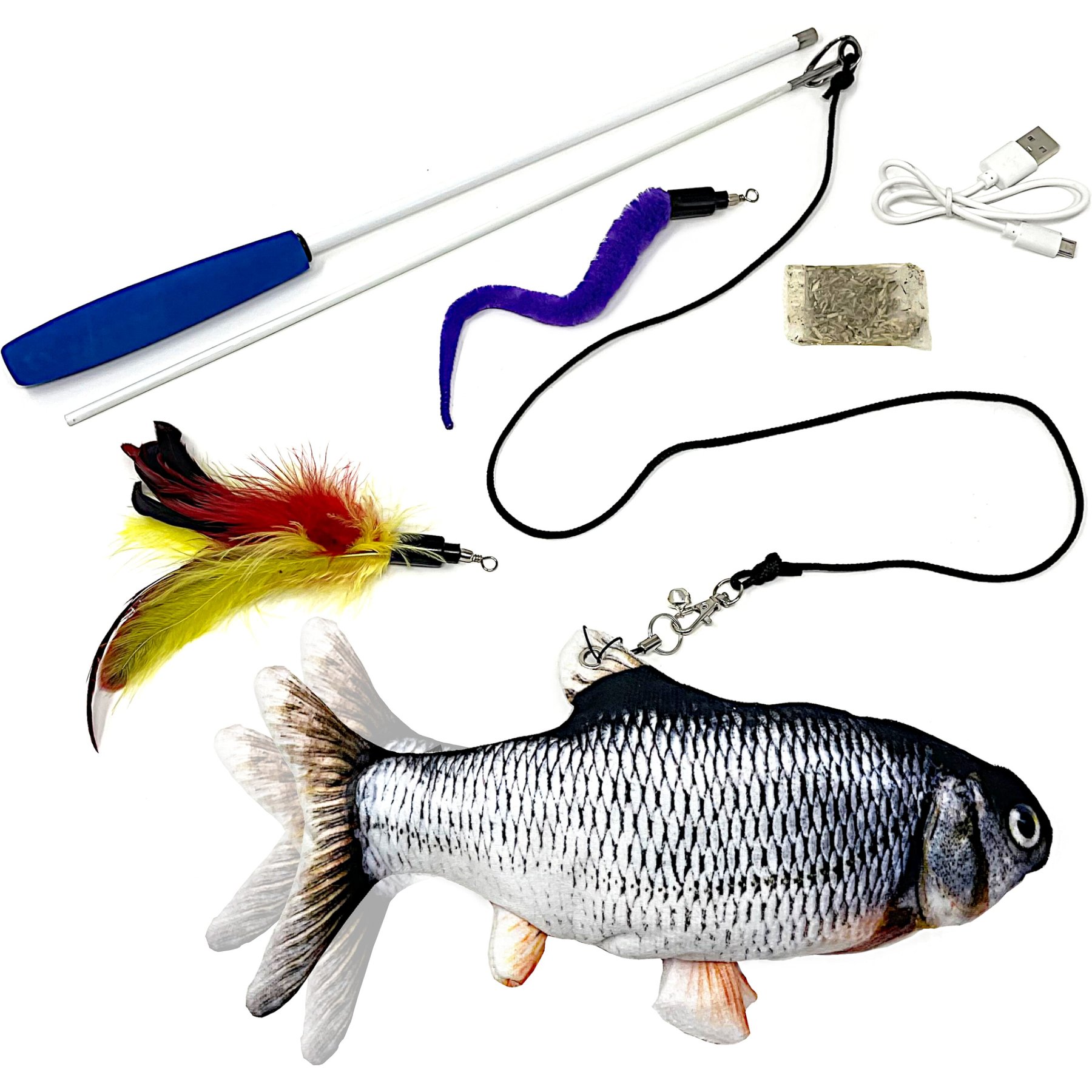 does the floppy fish come with a fishing pole