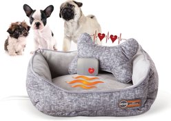 K&H Pet Products Mother’s Heartbeat Heated Bolster Puppy Bed, Small
