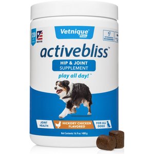 Vetnique Labs Activebliss Hip & Joint Chicken Flavored Soft Chews Joint Supplement for Dogs, 120 count