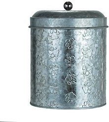 Amici Pet Puppy Paws Galvanized Metal Dog Treat Canister, Medium