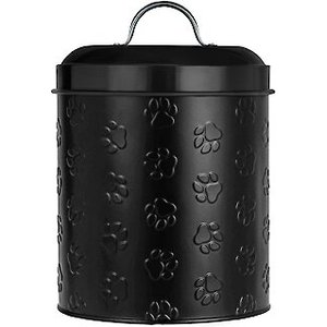 Amici Pet Puppy Paws Metal Dog Treat Canister, Medium
