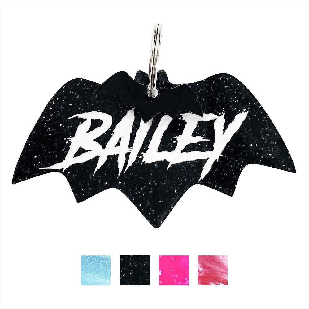 REBEL DAWG Personalized Tag Bat with Bat Mini Charm Dog & Cat ID Tag