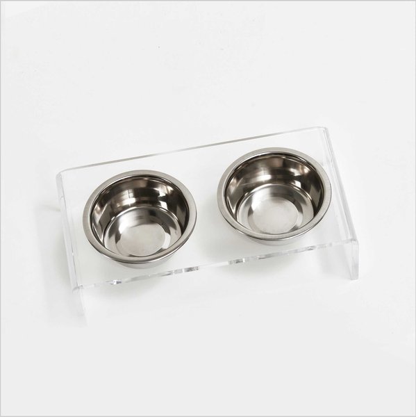 Hiddin Clear View Double Elevated Dog Bowl, Clear, Silver, 2 cup slide 1 of 9