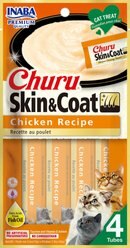 Inaba Churu Grain-Free Skin & Coat Chicken Recipe Lickable Cat Treat, 24 count
