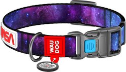 WAUDOG Nylon Plastic Fastex NASA21 Design with QR Passport Dog Collar, 	Small: 9 1/8 to 13 3/4-in neck, 5/8-in wide