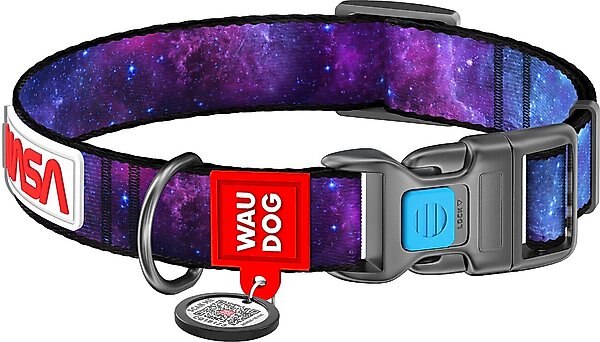 WAUDOG Nylon Plastic Fastex NASA21 Design with QR Passport Dog Collar, X-Large: 13 3/4 to 22 3/4-in neck, 1-in wide slide 1 of 6