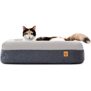 Litterbox.com Memory Foam Cat & Dog Bed, Denim/Light Grey
