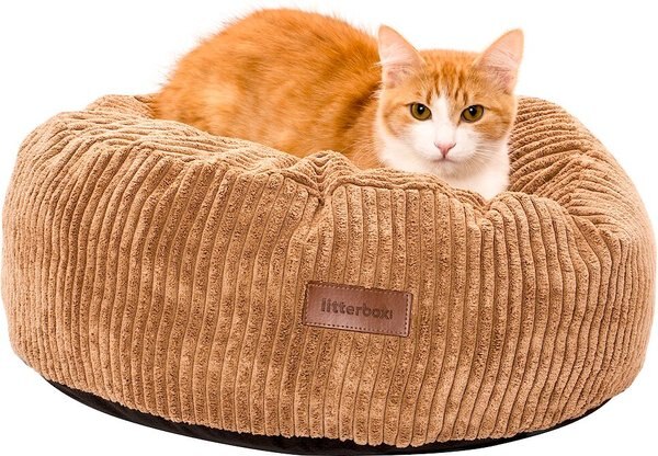 Litterbox.com Pet Pouf Pillow Cat & Dog Bed, Tan, Small slide 1 of 4