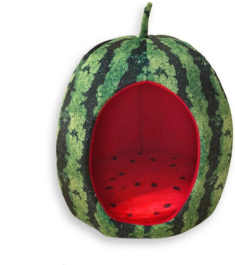 YML Watermelon Cat & Dog Bed, Green & Red, Small