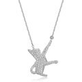 Scamper & Co Rhodium Plated Sterling Silver Playful Kitten Pendant Necklace