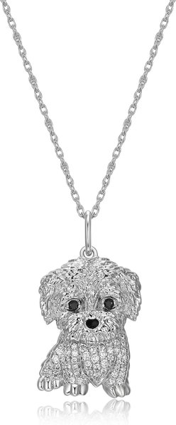 Scamper & Co Rhodium Plated Sterling Silver Maltese Pendant Necklace slide 1 of 5