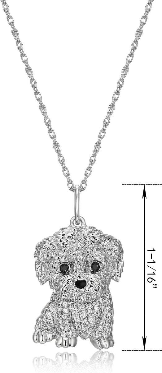 SCAMPER & CO Rhodium Plated Sterling Silver Maltese Pendant