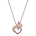 Scamper & Co 14K Rose Gold Plated Sterling Silver Kitty Love Heart Pendant Necklace