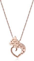 Scamper & Co 14K Rose Gold Plated Sterling Silver Kitty Love Heart Pendant Necklace slide 2 of 5