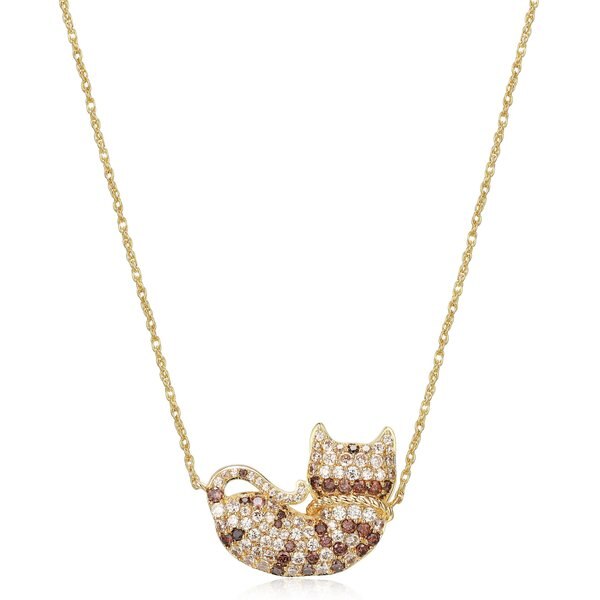 Scamper & Co Rhodium Plated Sterling Silver Cool Cat Pendant Necklace