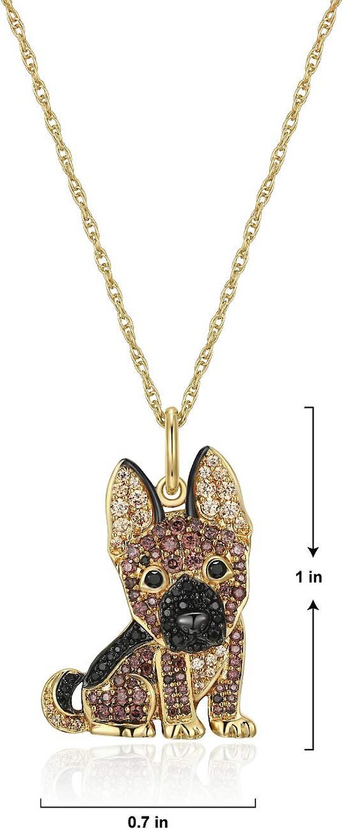 Scamper & Co 18K Yellow Gold Plated Sterling Silver German Shepherd Pendant  Necklace