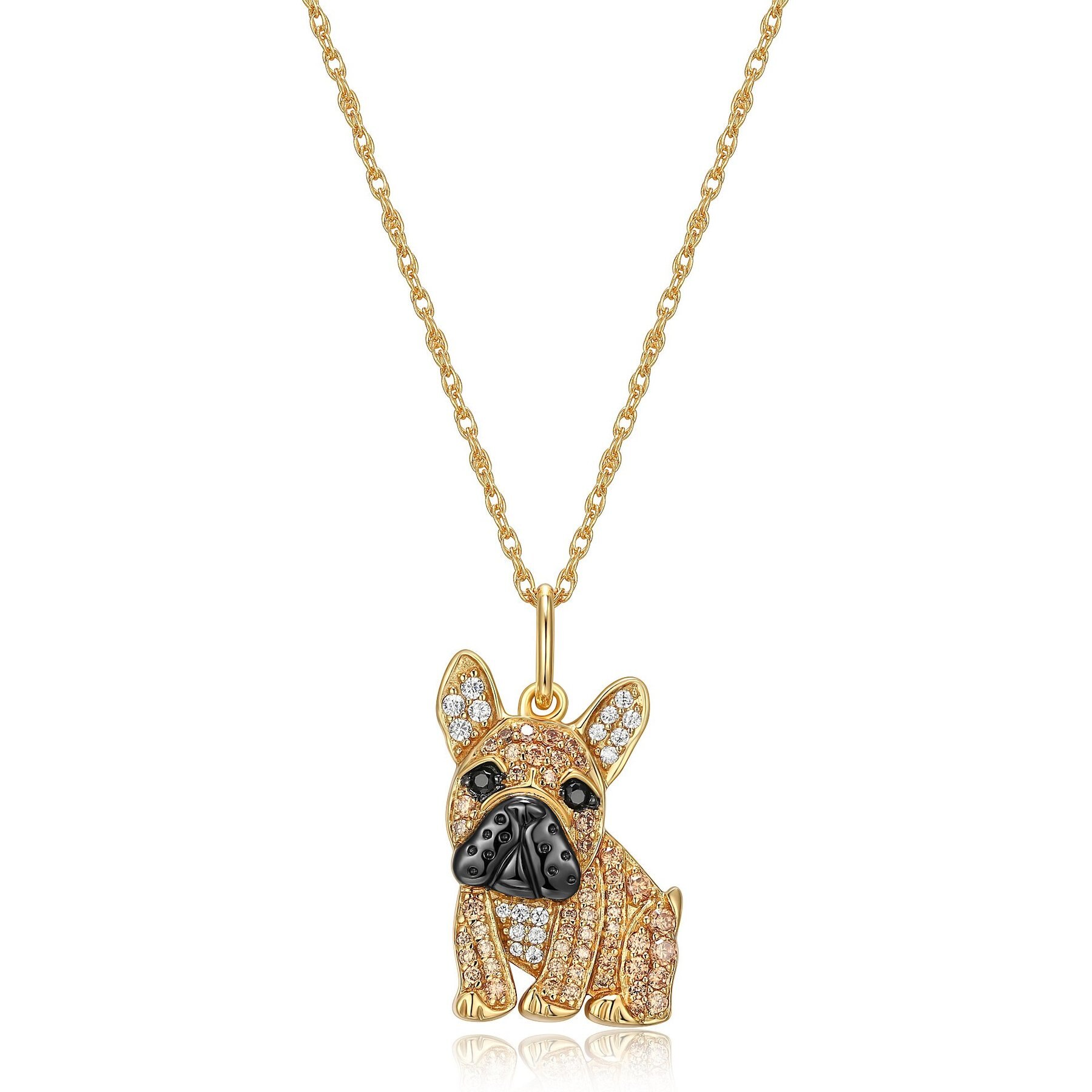 Scamper & Co 18K Yellow Gold Plated Sterling Silver English Bulldog Pendant Necklace