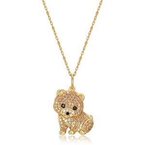 Scamper & Co 18K Yellow Gold Sterling Silver Pomeranian Pendant Necklace