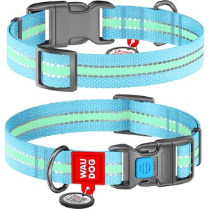 Sublime Adjustable Dog Collar, Blue Waves With Blue Checkers