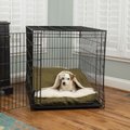 Snoozer Pet Products Luxury Microsuede Crate Cozy Cave Covered Dog Bed with Removable Cover, Olive, Medium