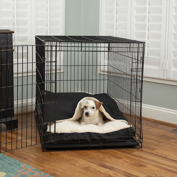 Snoozer Pet Products Luxury Microsuede Crate Cozy Cave Covered Dog Bed w/ Removable Cover, Black, Large slide 1 of 2