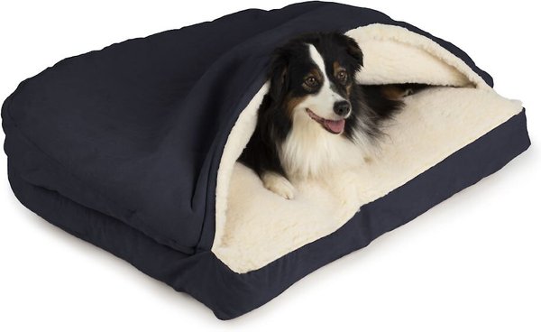 Snoozer Pet Products Poly Cotton Rectangle Cozy Cave Covered Dog Bed w/ Removable Cover, Navy, Medium slide 1 of 1