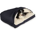 Snoozer Pet Products Poly Cotton Rectangle Cozy Cave Covered Dog Bed with Removable Cover, Navy, Large
