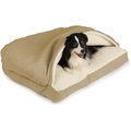 Snoozer Pet Products Poly Cotton Rectangle Cozy Cave Covered Dog Bed with Removable Cover, Khaki, Large