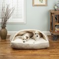 Snoozer Pet Products Luxury Microsuede Rectangle Cozy Cave Covered Dog Bed with Removable Cover, Buckskin, Medium