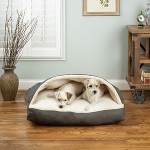 Snoozer Pet Products Luxury Microsuede Rectangle Cozy Cave Covered Dog Bed with Removable Cover, Anthracite, Large