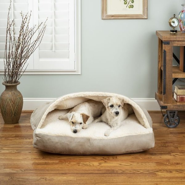 Snoozer Pet Products Luxury Microsuede Rectangle Cozy Cave Covered Dog Bed w/ Removable Cover, Buckskin, Large slide 1 of 2