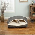 Snoozer Pet Products Luxury Microsuede Square Cozy Cave Covered Dog Bed w/ Removable Cover, Anthracite, Small