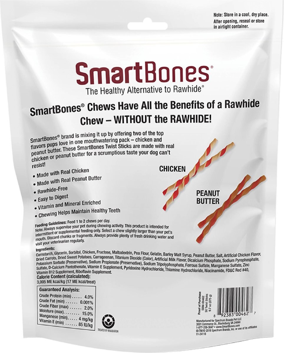 SMARTBONES Twist Sticks Variety Pack Real Chicken & Peanut Butter
