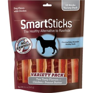 SmartBones SmartSticks Variety Pack Real Chicken & Peanut Butter Flavor Dog Treats, 12 count