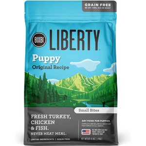 BIXBI Liberty Puppy Original Recipe Fresh Turkey, Chicken & Fish Dry Dog Food, 4-lb bag