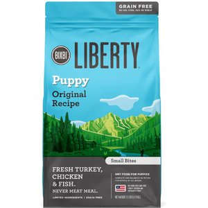 BIXBI Liberty Puppy Original Recipe Fresh Turkey, Chicken & Fish Dry Dog Food, 11-lb bag