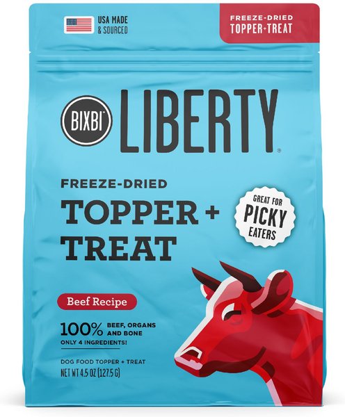 BIXBI Liberty Beef Recipe Freeze-Dried Dog Topper & Treat, 4.5-oz bag slide 1 of 9