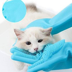Pet Republique Long Sleeve Silicone Bathing Gloves with Foam Scrubbing Bristles for Dogs & Cats, Medium slide 2 of 3