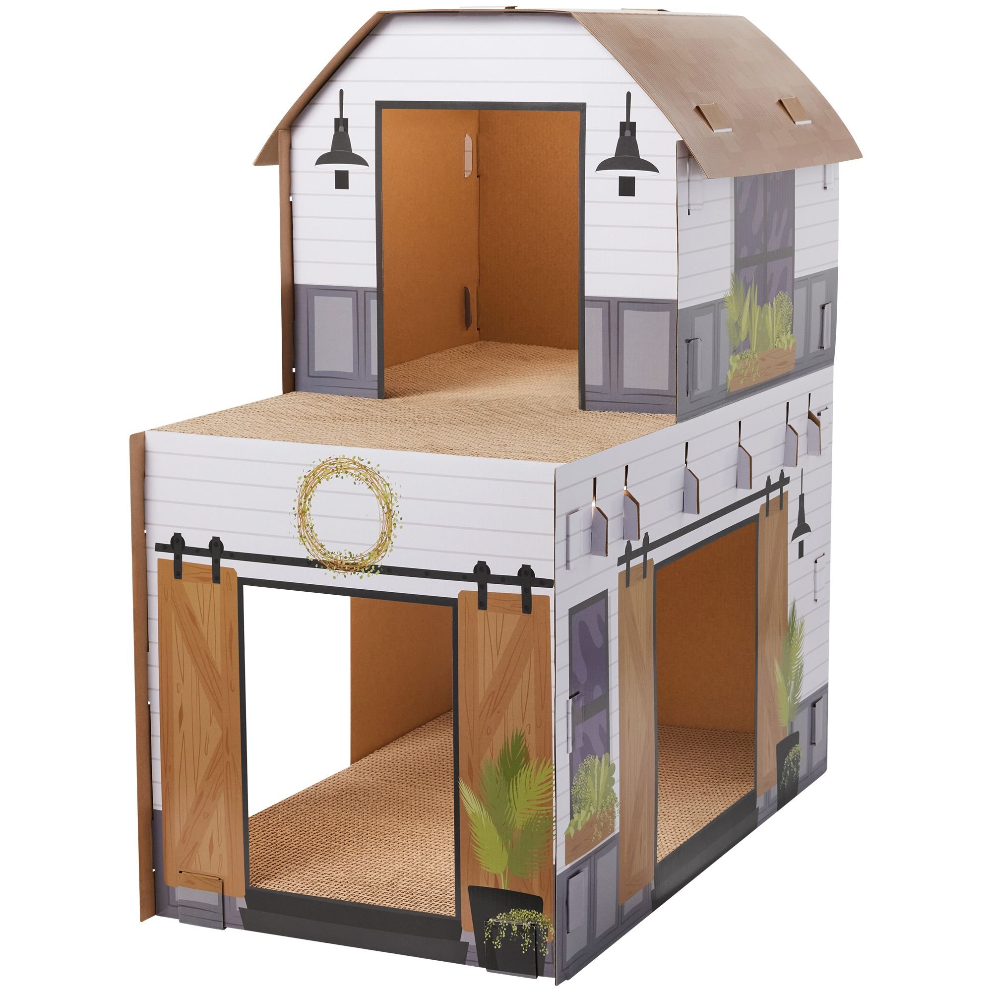 FRISCO Farmhouse Cardboard Cat House, 2Story Customer Questions