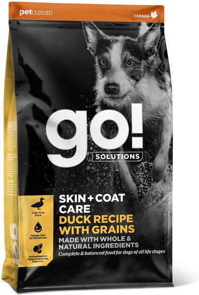 GO! SOLUTIONS Skin + Coat Care Duck Recipe Dry Dog Food, 25-lb bag ...