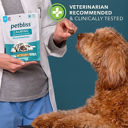 Vetnique Labs Petbliss Dog Calming & Relaxing Behavior Hickory Chicken Flavored Soft Chew Calming Supplement for Dogs, 30 count