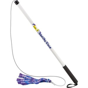 Squishy Face Studio Flirt Pole V2 with Lure Squeaky Dog Toy, Purple & Blue Tie Dye, Regular