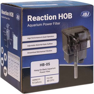 JBJ Aquarium Reaction HOB Aquarium Power Filter, 5-gal
