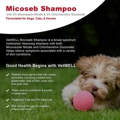 Show full view: VetWELL Micoseb with Miconazole, Chlorhexidine & Aloe for Skin Infection Treatment & Conditions Medicated Dog & Cat Shampoo, 12-oz slide 3 of 4