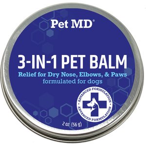 Pet MD Paw Balm 3-in-1 Nose/Snout & Elbow Moisturizer & Paw Protectors Paw Wax with Shea Butter, Coconut Oil, & Beeswax for Dogs, 2-fl oz jar